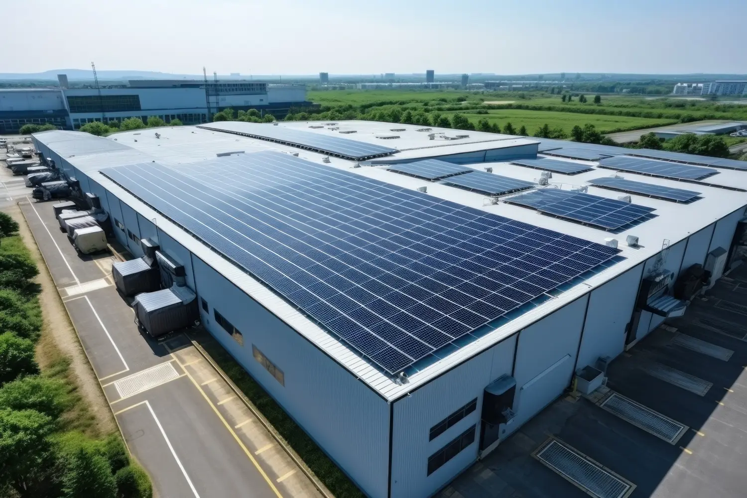 1a-Solare Reinigung, Crean Energy Solarzelle auf dem Dach der Megafabrik.